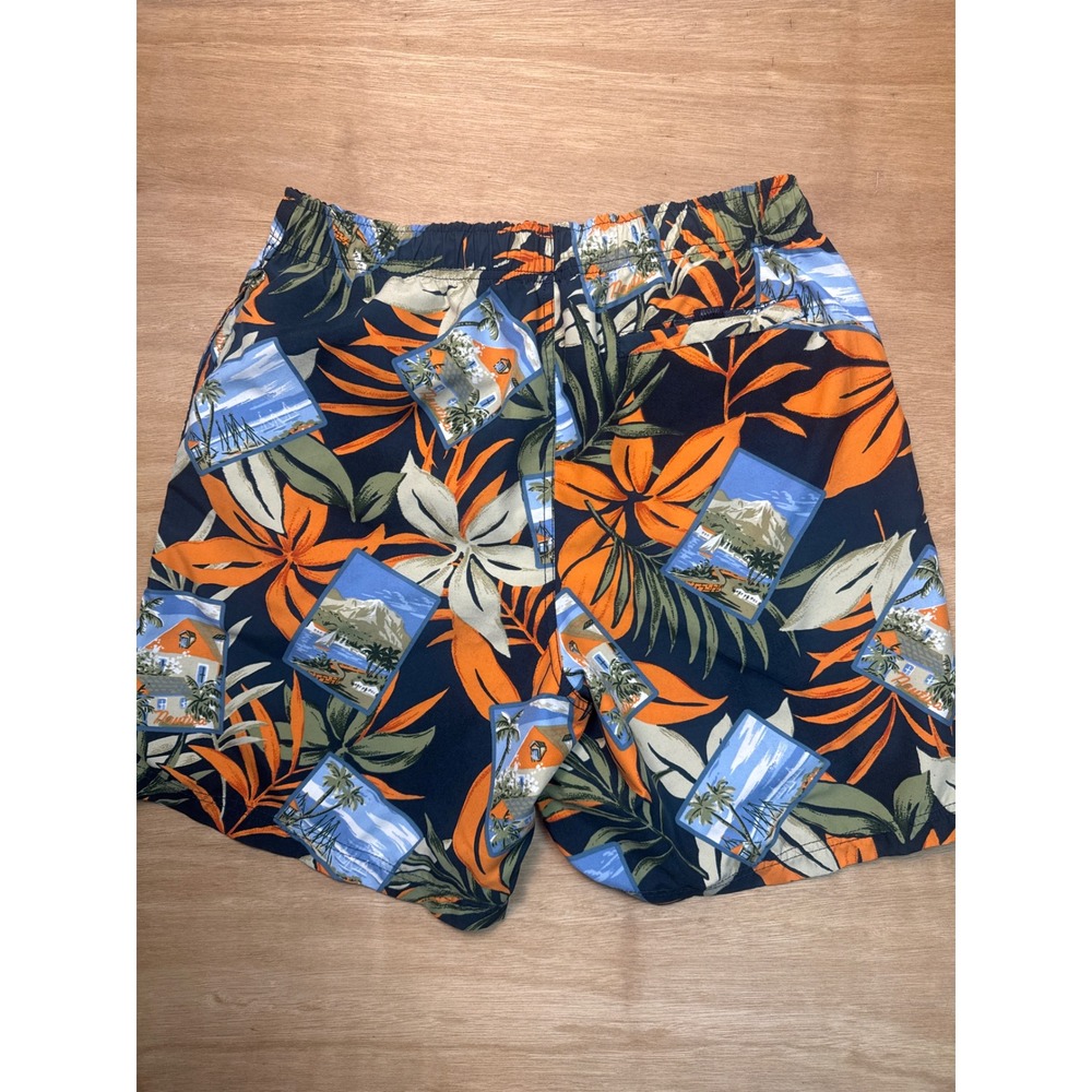 Nautica Mens Tropical Postcard Print Swim Trunks Orange Blue Board Shorts Small - Picture 9 of 9